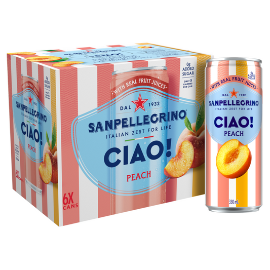 San Pellegrino Ciao! Peach Soft Drink Beverage - 330ML - Front