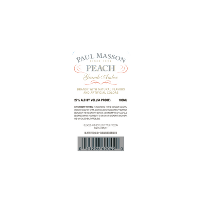 Paul Masson Peach Flavored Brandy Grande Amber 54 - 100ML - Front Label