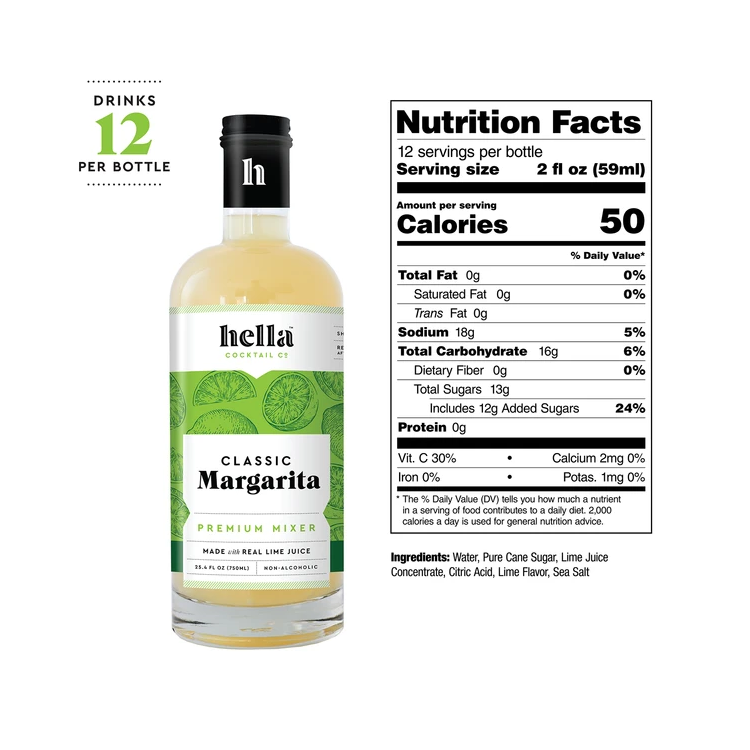 Hella Cocktail Co. Margarita Mix - 750ML - Back Label