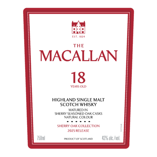 The Macallan Single Malt Scotch Sherry Oak Cask 18 Yr 86 - 750ML - Front Label