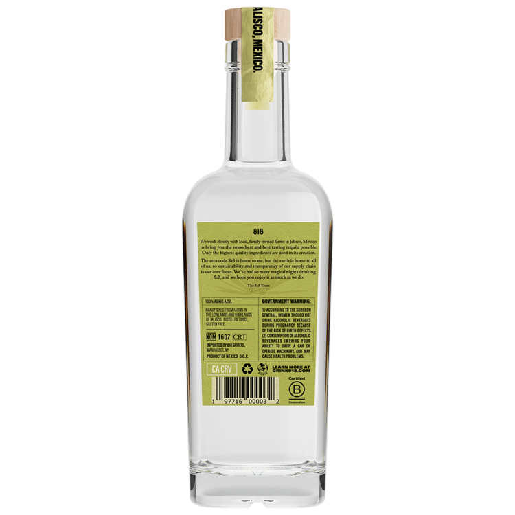 818 Tequila Blanco 80 - 375ML - Back
