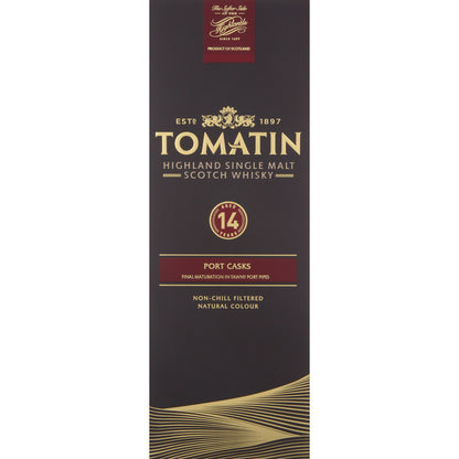 Tomatin Single Malt Scotch Port Casks 14 Yr 92 - 750ML - Front Label