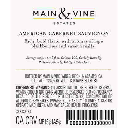 Beringer Main & Vine Cabernet Sauvignon California - 1.5L - Back