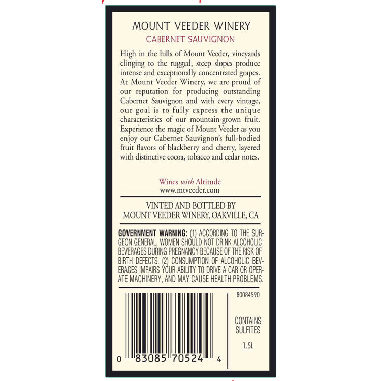 Mount Veeder Winery Cabernet Sauvignon Napa Valley 2021 - 1.5L