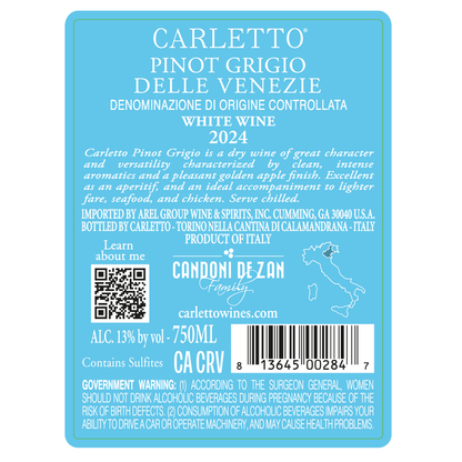 Carletto Pinot Grigio Delle Venezie - 750ML - Back Label