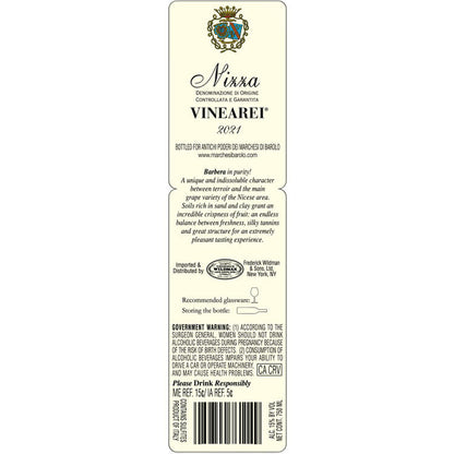 Marchesi Di Barolo Nizza Vinearei 2021 - 750ML - Back Label
