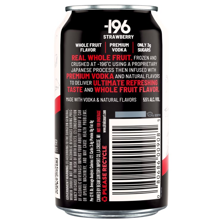 -196 Strawberry Vodka Seltzer Cocktail 11 - 355ML (Case) - Back