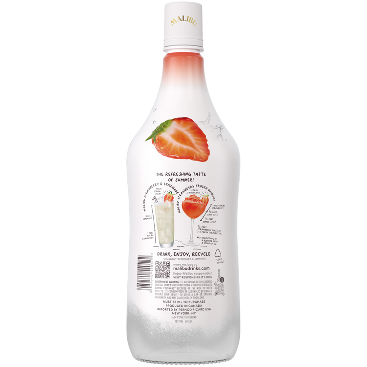 Malibu Strawberry Flavored Rum 42 - 1.75L - Back