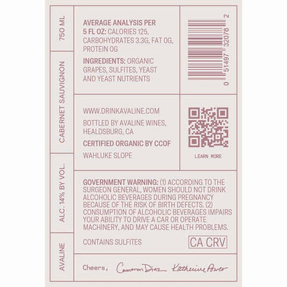Avaline Cabernet Sauvignon Wahluke Slope Made With Organic Grapes - 750ML