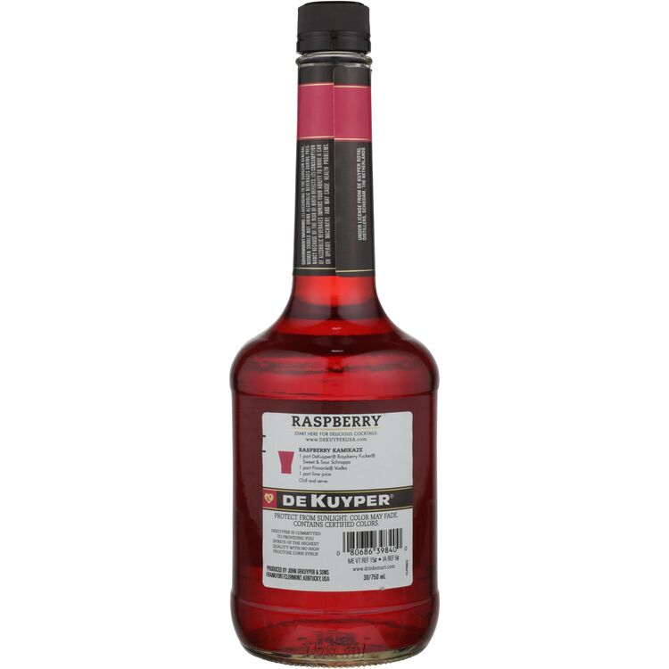 Dekuyper Sour Raspberry Schnapps Pucker 30 - 750ML - Back