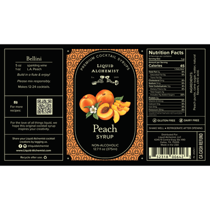 Liquid Alchemist Peach Syrup - 375ML - Front Label
