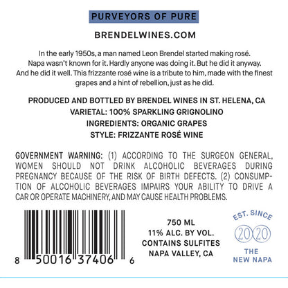 Brendel Wines Sparkling Rose Young Leon Napa Valley 2020 - 750ML