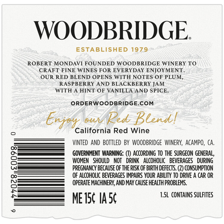 Woodbridge Red Blend California - 1.5L - Back Label