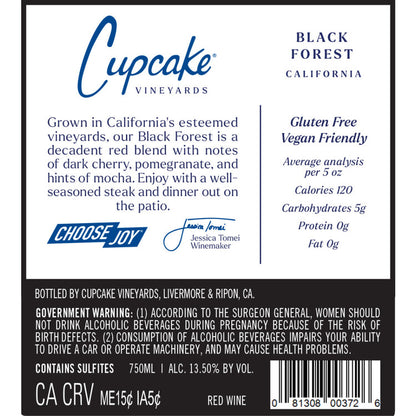 Cupcake Vineyards Decadent Red Black Forest California - 750ML - Back