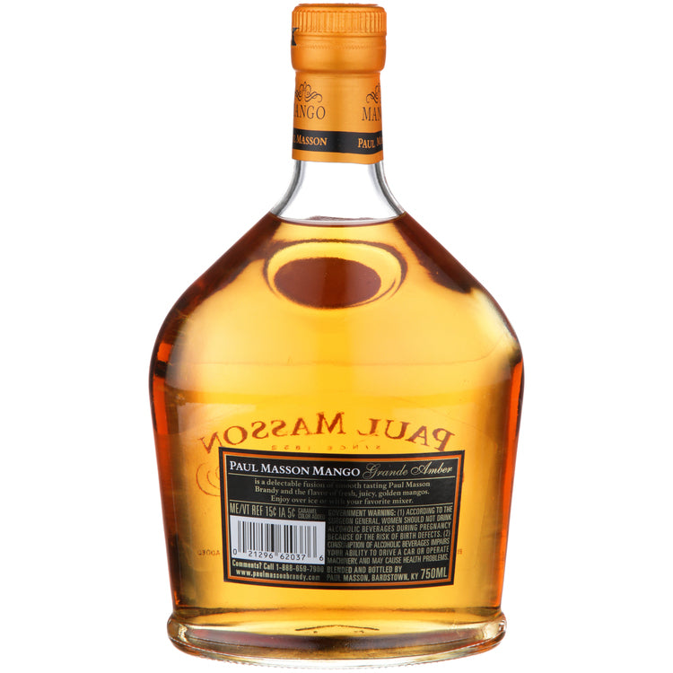 Paul Masson Mango Flavored Brandy Grande Amber 54 - 750ML - Back