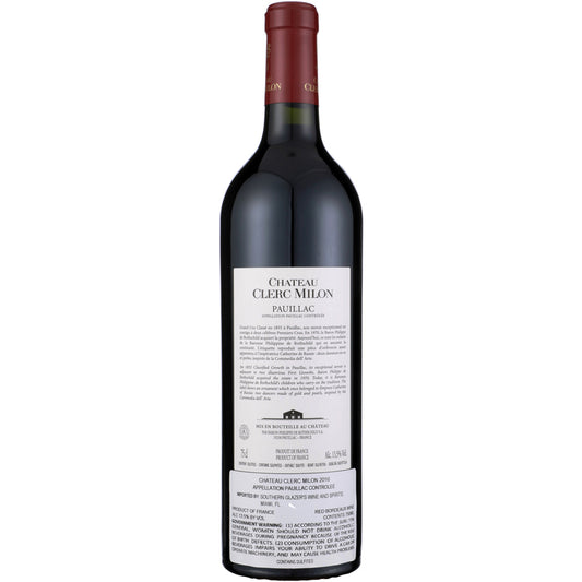 Chateau Clerc Milon Pauillac 2016 Wood Box - 750ML - Back