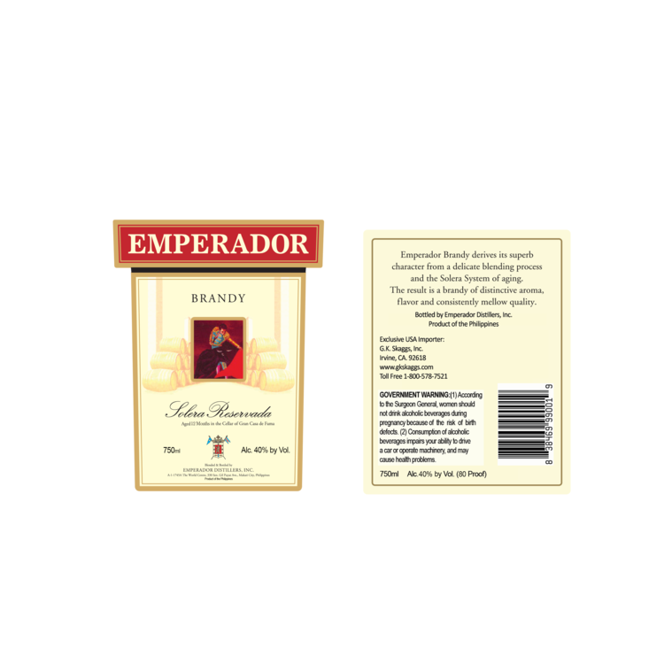 Emperador Brandy Solera Reservada 80 - 750ML - Front Label