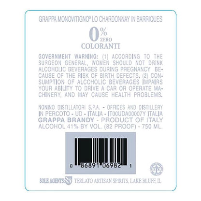 Nonino Grappa Lo Chardonnay Di Nonino Monovitigno 82 - 750ML - Back Label