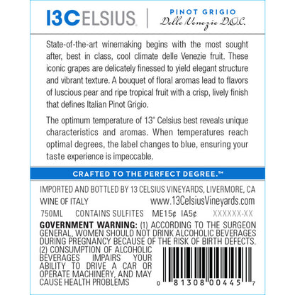 13 Celsius Pinot Grigio Delle Venezie - 750ML - Back Label
