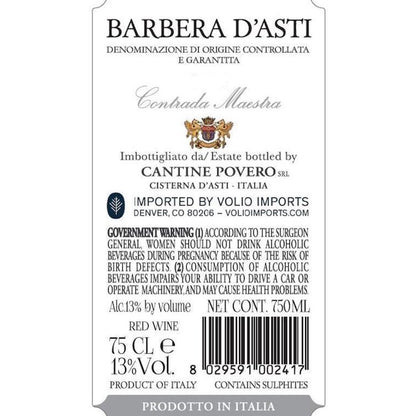 Cantine Povero Barbera D'Asti Contrada Maestra 2020 - 750ML