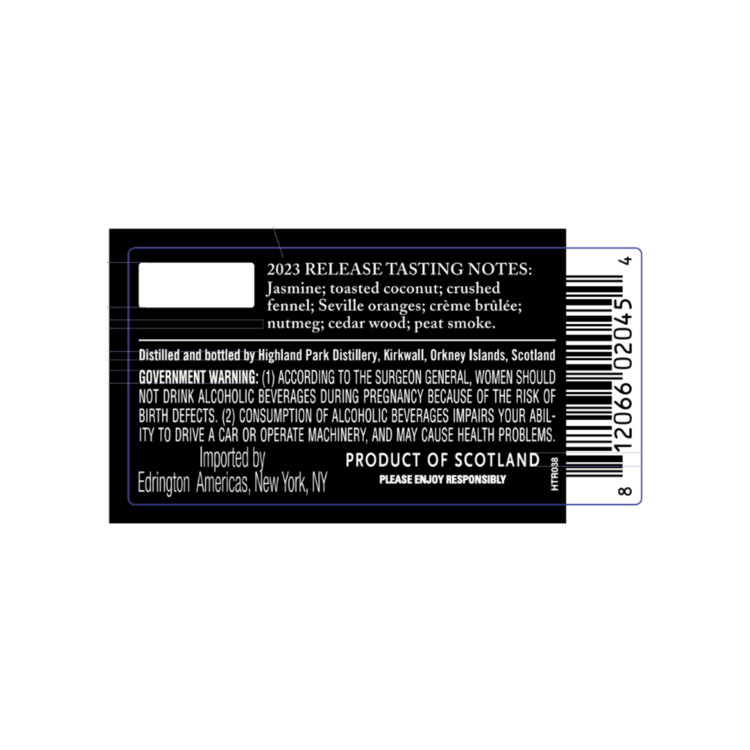 Highland Park Single Malt Scotch 30 Yr 90.2 - 750ML - Back Label