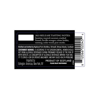 Highland Park Single Malt Scotch 30 Yr 90.2 - 750ML - Back Label