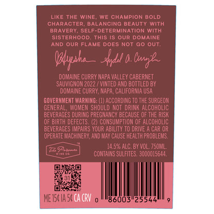 Domaine Curry Cabernet Sauvignon Napa Valley 2021 - 750ML - Back Label