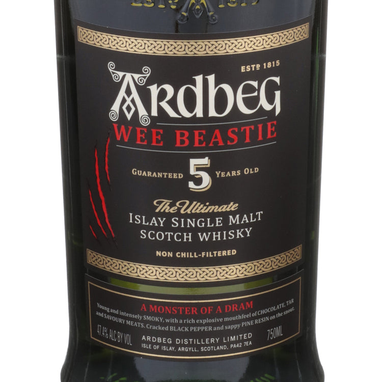 Ardbeg Single Malt Scotch Wee Beastie 5 Yr 94.8 - 750ML - Front Label