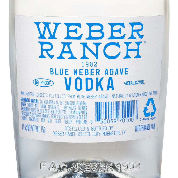 Weber Ranch 1902 Vodka 80 - 1.0L - Back Label