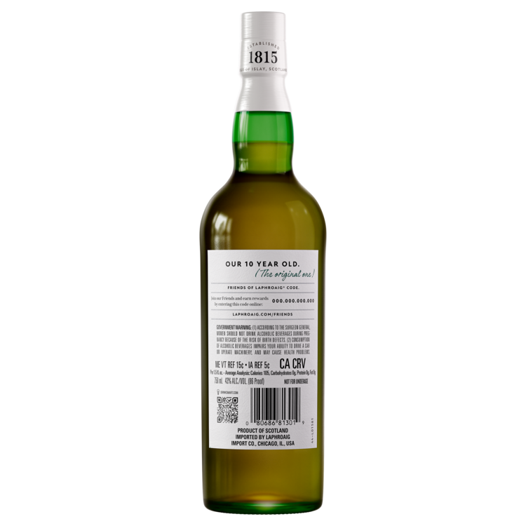 Laphroaig Single Malt Scotch 10 Yr 86 - 750ML - Back