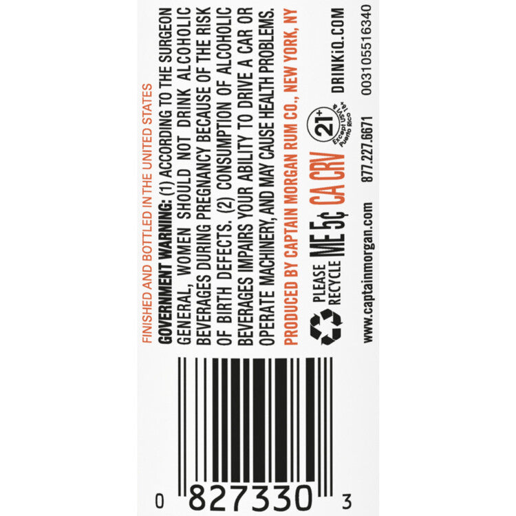 Captain Morgan Sweet Chili Lime Favored Rum 70 - 50ML - Back Label