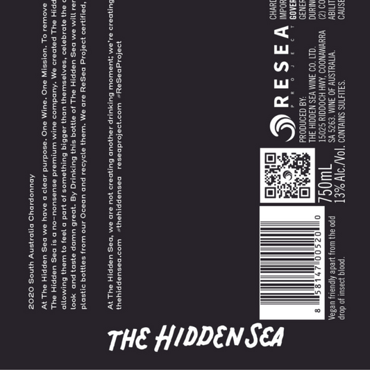 The Hidden Sea Chardonnay Limestone Coast 2024 - 750ML - Back Label