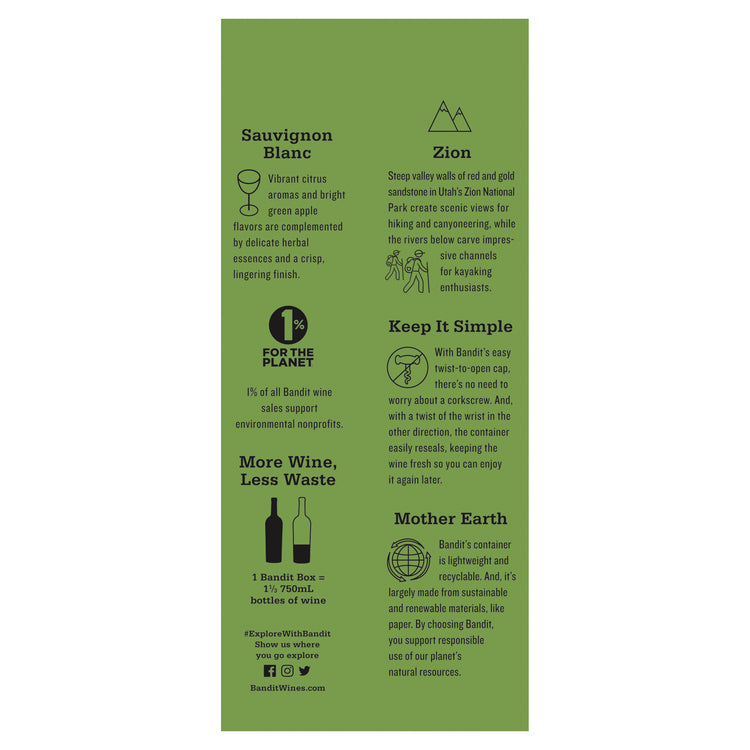 Bandit Sauvignon Blanc California - 1.0L - Back Label