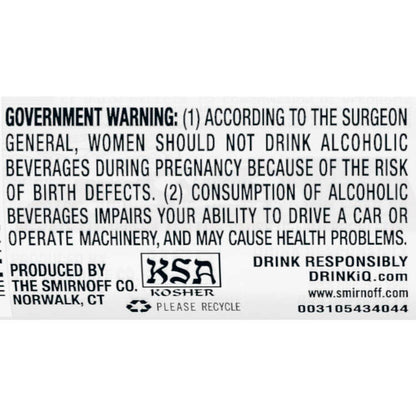 Smirnoff Spicy Tamarind Flavored Vodka 70 - 50ML - Back Label