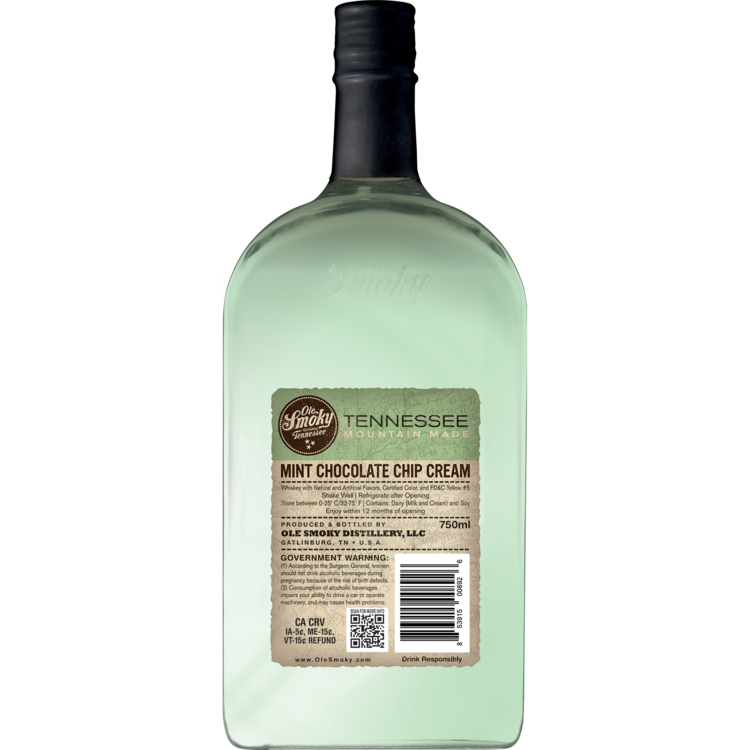 Ole Smoky Mint Chocolate Chip Cream Liqueur 35 - 750ML - Back
