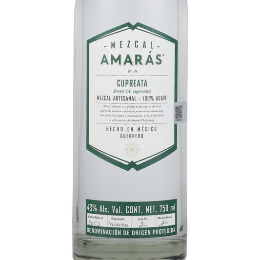 Amaras Mezcal Cupreata Joven 86 - 750ML - Front Label