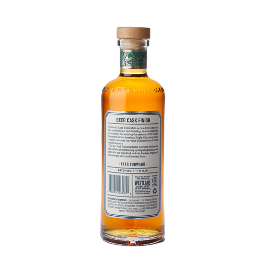 Westland American Single Malt Whiskey Beer Cask Finish Batch No 1 92 - 700ML - Back