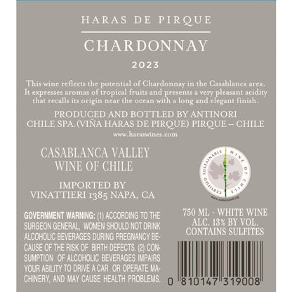 Haras De Pirque Chardonnay Casablanca Valley 2024 - 750ML - Back Label