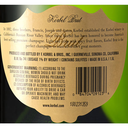 Korbel Brut California - 1.5L - Back Label