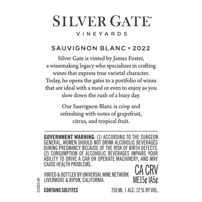 Silver Gate Vineyards Sauvignon Blanc California - 750ML - Back