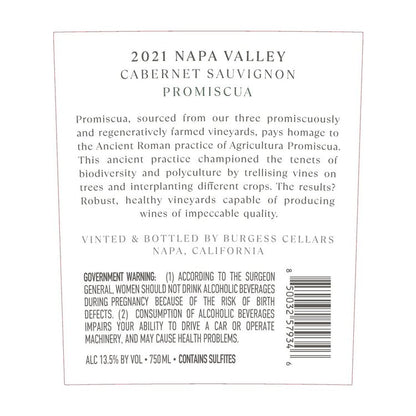 Burgess Cabernet Sauvignon Promiscua Napa Valley 2021 - 750ML
