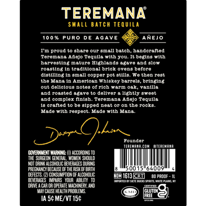 Teremana Tequila Anejo Small Batch 80 - 1.0L