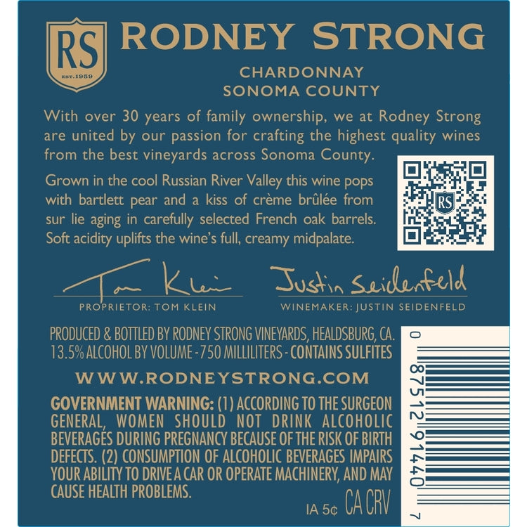 Rodney Strong Chardonnay Limited Blue Label Russian River Valley 2023 - 750ML