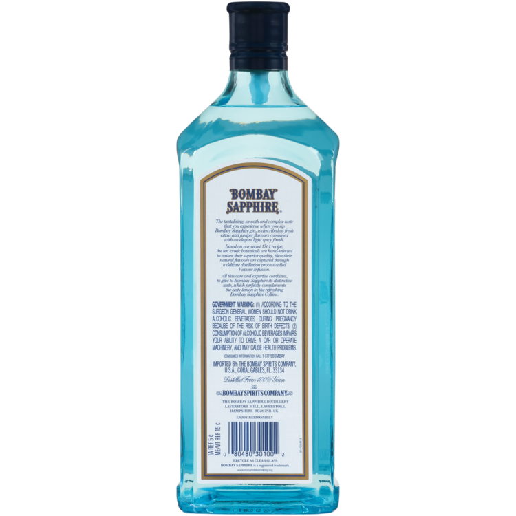 Bombay London Dry Gin Sapphire 94 - 1.75L - Back