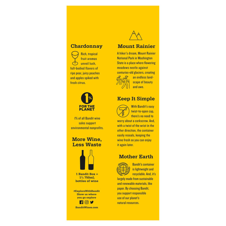 Bandit Chardonnay California - 1.0L - Back Label