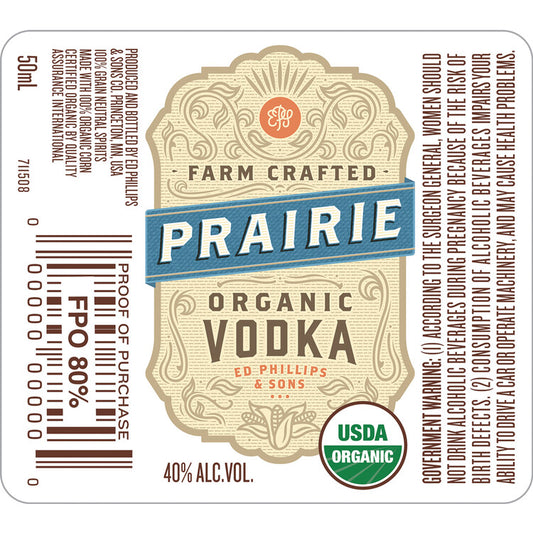 Prairie Vodka 80 - 50ML - Front Label