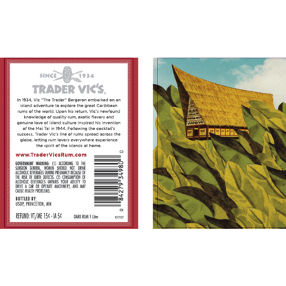 Trader Vic's Dark Rum 80 - 1.0L - Back Label