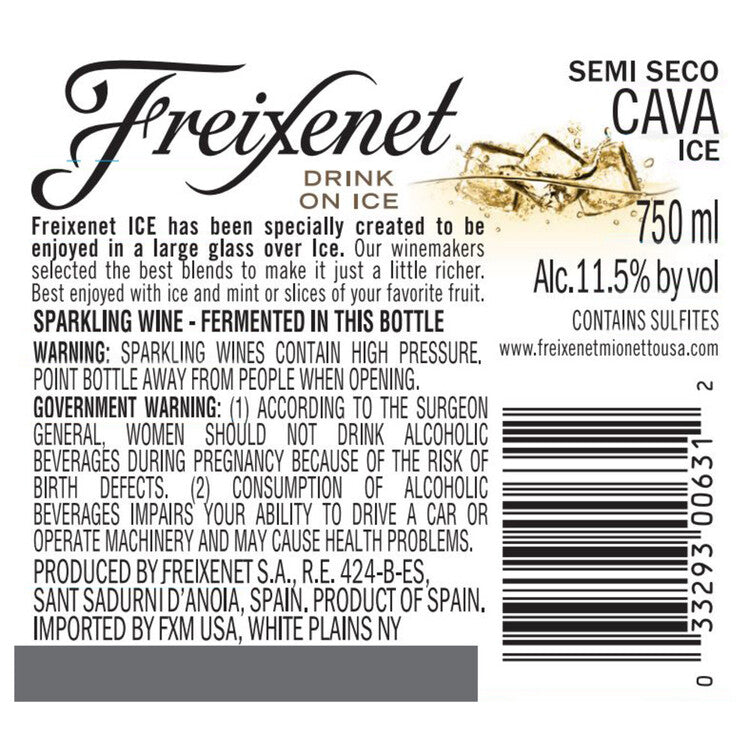 Freixenet Cava Semi Seco Ice Cuvee - 750ML - Back Label