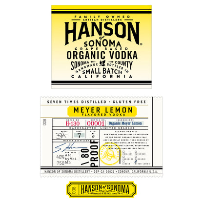 Hanson Of Sonoma Meyer Lemon Flavored Vodka Small Batch Limited Releas - 750ML