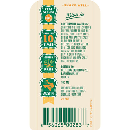Deep Eddy Orange Flavored Vodka 70 - 1.0L - Back Label
